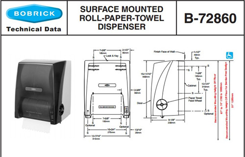 Bobrick B-72860 Surface Mounted Roll Paper Towel Dispenser 